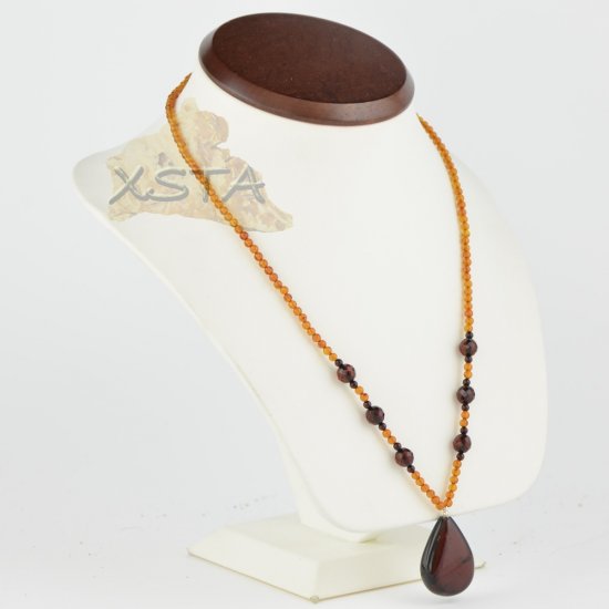 Amber necklace with drop pendant